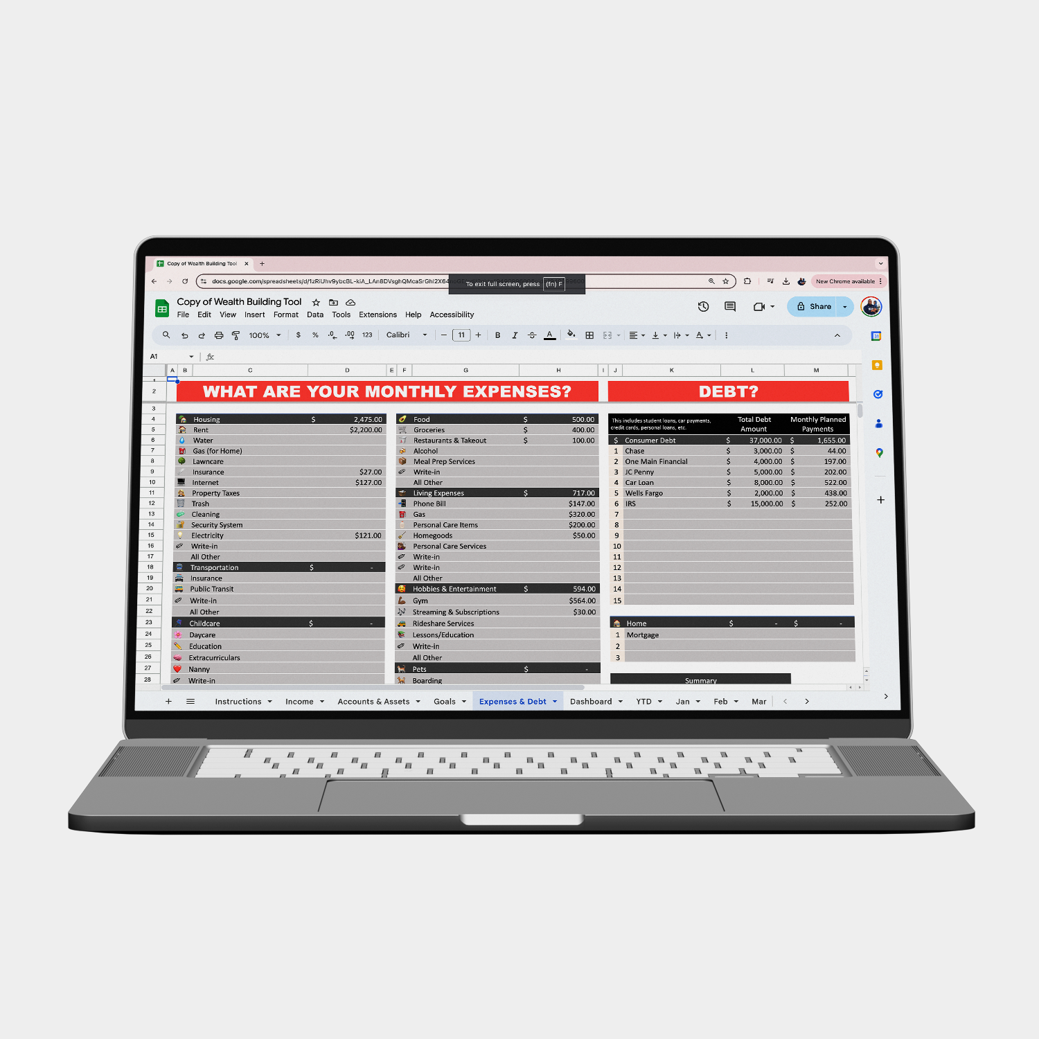Wealth Builder Tool